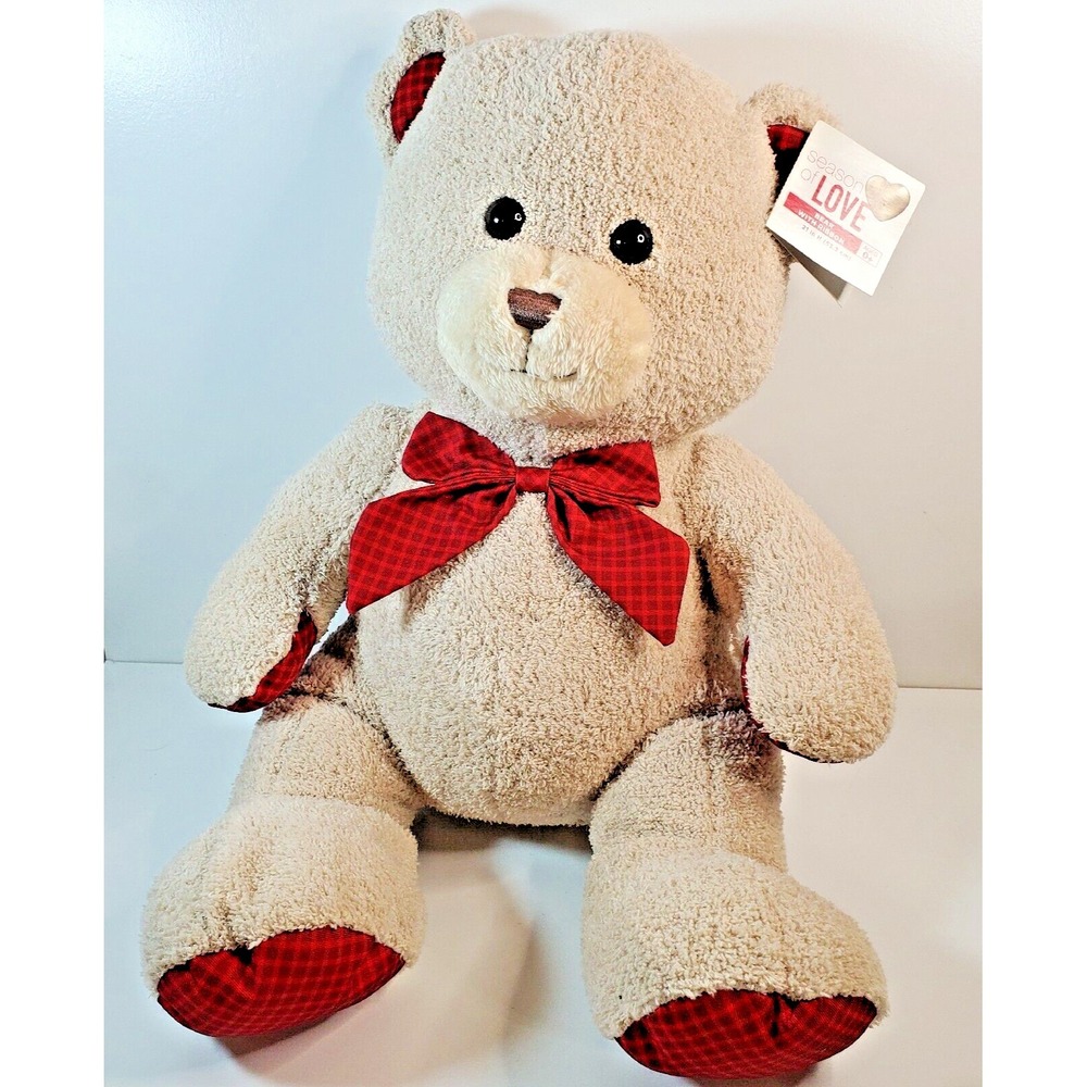 Hugfun Hug Fun Beige Plaid Bowtie  Feet & Ears 22" Teddy Bear Plush Stuffed Toy